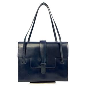 Givenchy Vintage Navy Leather Shoulder Bag Structured Flap Purse France